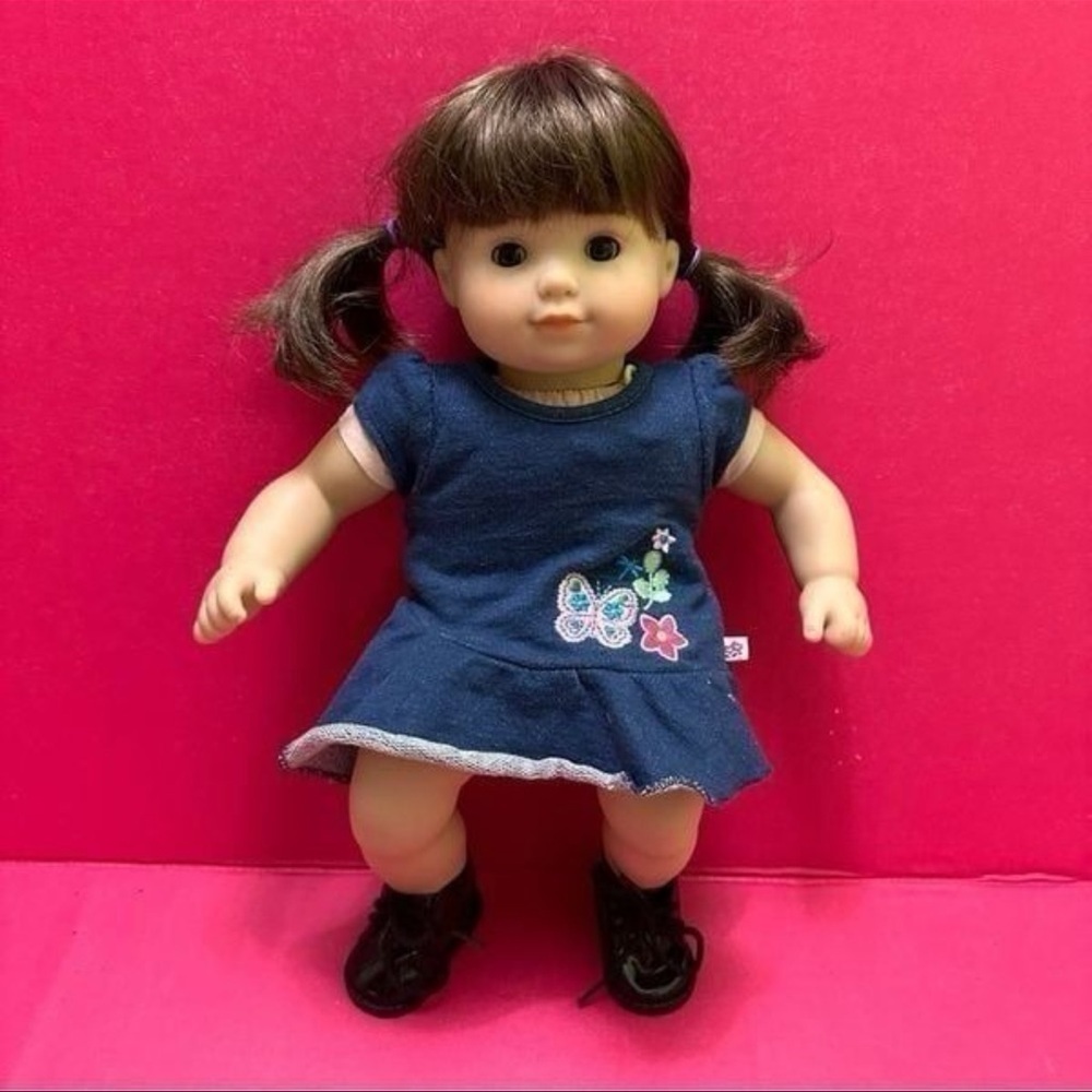 American Girl Bitty Baby Doll in Navy Dress with Black Shoes